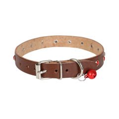 Cattie Gerçek Deriden Taşlı Kedi Boyun Tasması Xxlarge Kahverengi 1.5x27-33 Cm