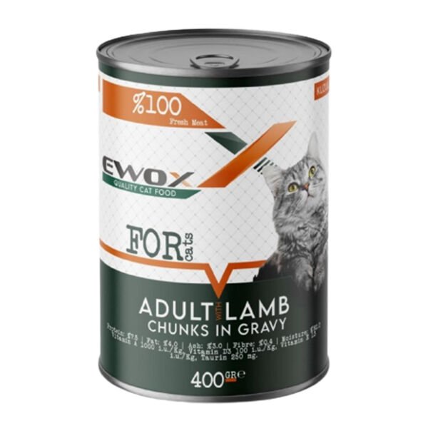 Ewox Tahılsız Kuzu Etli Parça Etli Yetişkin Kedi Konservesi 400 Gr