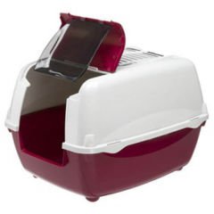 Ferplast Bella Cabrio Kapalı Kedi Tuvaleti Bordo 43x56x38 Cm