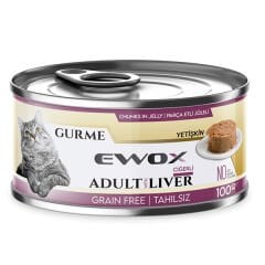 Ewox Gurme Ciğerli Parça Etli Tahılsız Yetişkin Kedi Konservesi 100 Gr