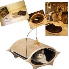 Wingpet Tırmalamalı İp Oyuncaklı Kapalı Kedi Yatağı Kahverengi