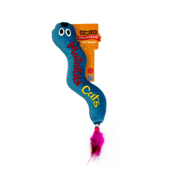 PetzzCats Worm Matatabili ve Çıngırak Sesli Peluş Kedi Oyuncağı Mavi/Mor 35x8 Cm