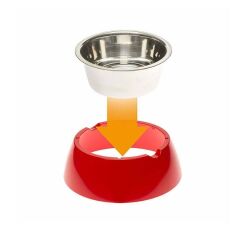 Ferplast Jolie Kedi ve Köpekler için Çelik Mama ve Su Kabı Kırmızı 850 ml M