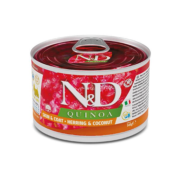 N&D Quinoa Ringa Balıklı ve Hindistan Cevizli Mini Irk Konserve Yaş Köpek Maması 140 Gr