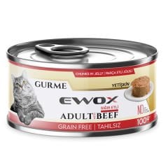 Ewox Gurme Sığır Etli Parça Etli Tahılsız Yetişkin Kedi Konservesi 100 Gr