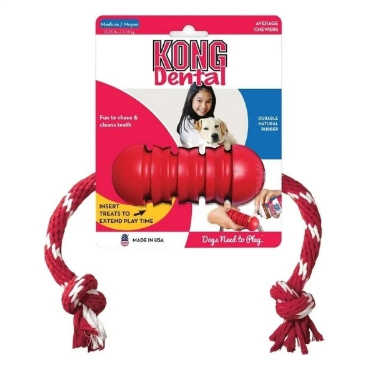 Kong Dental Diş Temizliği Sağlayan İp Sallantılı Köpek Oyuncağı M