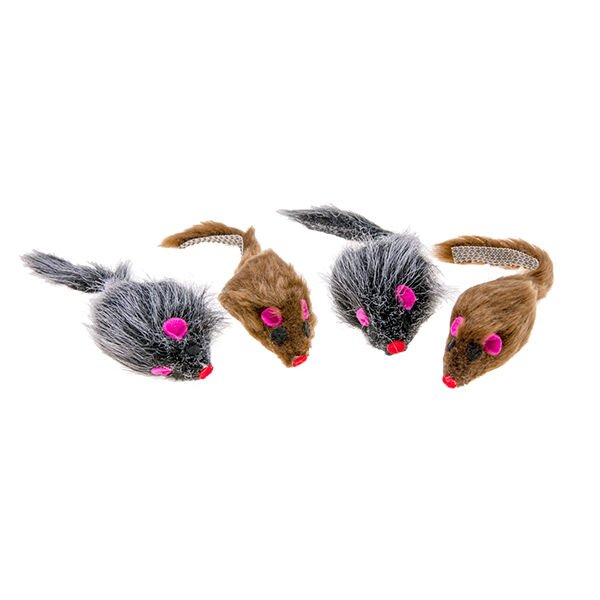 Karlie Tüylü Peluş Fare Kedi Oyuncağı Beyaz/Siyah 5 Cm
