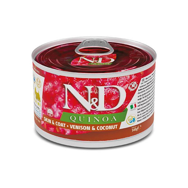 N&D Quinoa Geyikli ve Hindistan Cevizli Mini Irk Konserve Yaş Köpek Maması 140 Gr