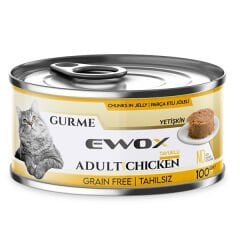 Ewox Gurme Tavuklu Parça Etli Tahılsız Yetişkin Kedi Konservesi 100 Gr