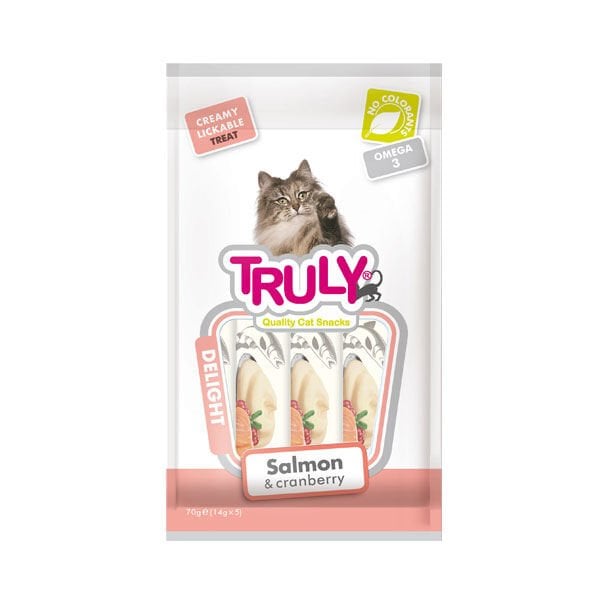 Truly Somonlu ve Kızılcık Meyveli Sıvı Kedi Ödül Maması 14 Gr 5 Adet