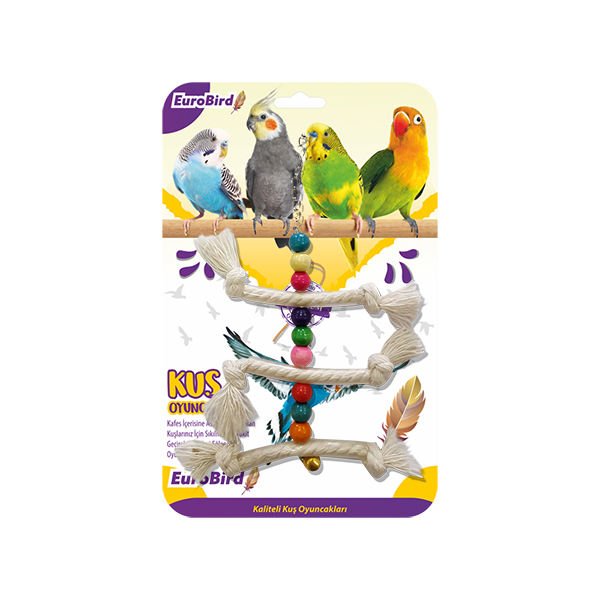 Euro Bird Üçlü İp Merdiven Kuş Oyuncağı Renkli