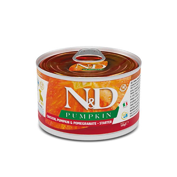 N&D Pumpkin Tavuklu ve Narlı Mini Irk Starter Yavru Konserve Yaş Köpek Maması 140 Gr