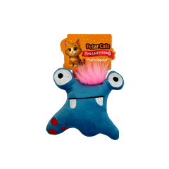 PetzzCats Kurbi Matatabi ve Çıngırak Sesli Peluş Kedi Oyuncağı Mavi 13x12 Cm