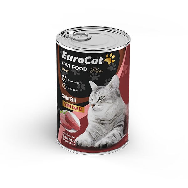 Euro Cat Biftekli Yetişkin Konserve Kedi Maması 415 Gr