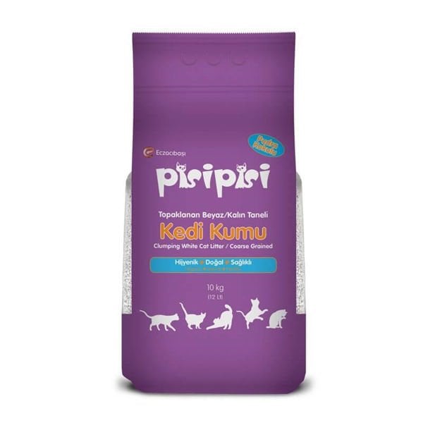 Pisi Pisi Bebek Pudralı Topaklanan Bentonit Kedi Kumu Kalın 10 Kg