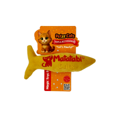 PetzzCats Jr. Fish Matatabi ve Çıngırak Sesli Peluş Kedi Oyuncağı Sarı 17x7 Cm