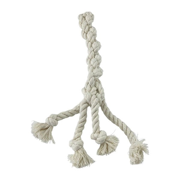 Pet Comfort 4 Düğümlü At Getir ve Diş Kaşıma Köpek Oyuncağı 100% Pamuk 45 Cm