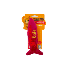 PetzzCats Jr. Fish Matatabi ve Çıngırak Sesli Peluş Kedi Oyuncağı Bordo 17x7 Cm