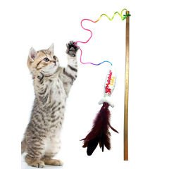 Matatabi Cats Ahşap Saplı Jr Fish Balıklı Kedi Oltası 50x70 Cm