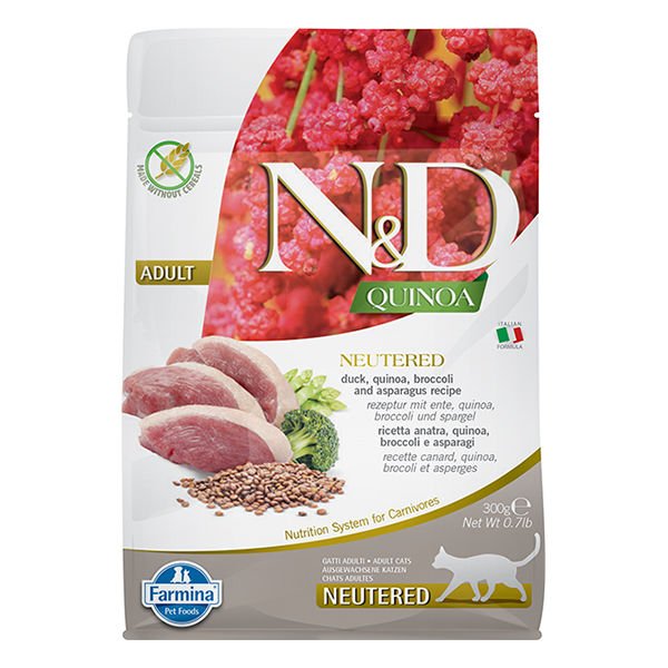 N&D Quinoa Ördekli ve Brokolili Kısırlaştırılmış Kedi Maması 300 Gr