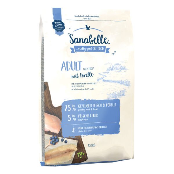 Sanabelle Adult Tahılsız Kümes Hayvanlı ve Alabalıklı Yetişkin Kedi Maması 10 Kg