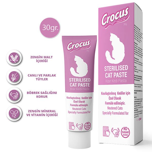 Crocus Sterilised Kısırlaştırılmış Kedi Malt Macunu 30 Gr
