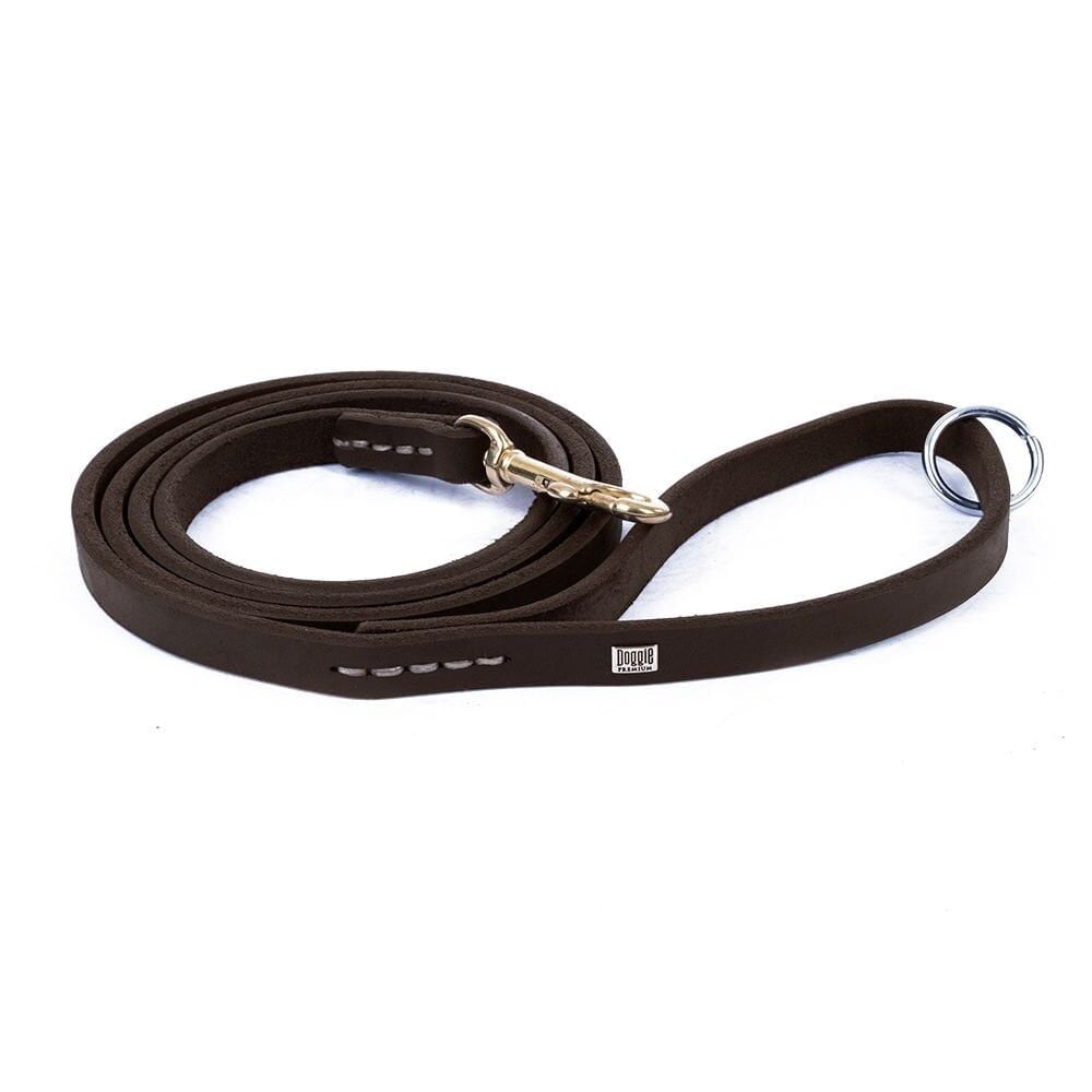 Doggie Yağlı Deri Eğitim Köpek Gezdirme Tasması Medium Kahverengi 1.1x180 Cm