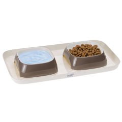 Ferplast Glam Melamin Tepsili Mama ve Su Kabı Small Gri 800 Ml