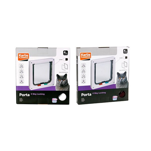 Karlıe 4 Yönlü Kilitli İnce Kedi Kapısı Beyaz 19.2x20 Cm