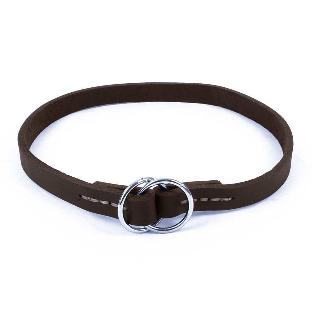 Doggie Yağlı Deri Boğma Köpek Eğitim Boyun Tasması Small Kahverengi 1.5x30-40 Cm