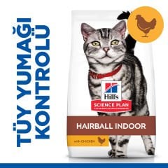 Hills Hairball İndoor Tavuklu Tüy Yumağı Önleyici Yetişkin Kedi Maması 1.5 Kg