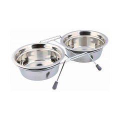 Trixie İkili Köpek Mama Su Kabı Paslanmaz Çelik Gri 2x0.9 Lt 16 Cm