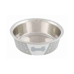 Trixie Köpek Mama Su Kabı Paslanmaz Çelik Beyaz/Gri 0.75 Lt 17 Cm