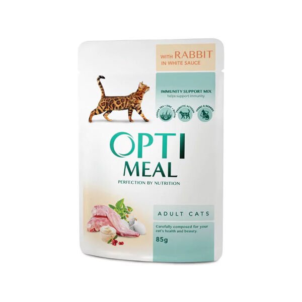Optimeal Jöleli Tavşanlı ve Havuçlu Konserve Yetişkin Kedi Maması 85 Gr