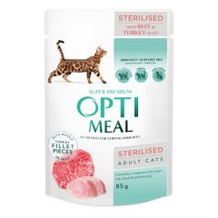 Optimeal Dana Etli ve Hindili Konserve Kısırlaştırılmış Kedi Maması 85 Gr