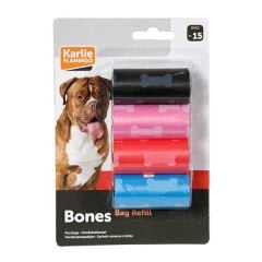 Karlie Dışkı Toplama Poşeti Kemik Desenli 3 Rulo 15 Adet