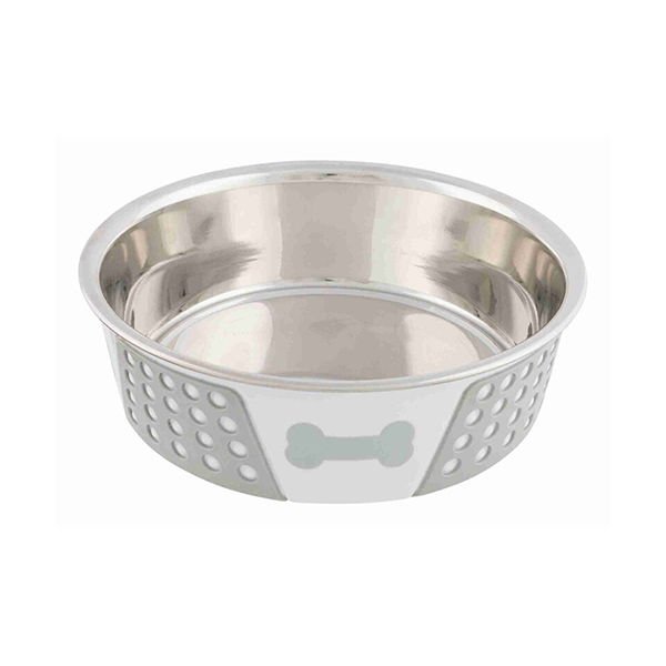Trixie Köpek Mama Su Kabı Paslanmaz Çelik Beyaz/Gri 1.4 Lt 21 Cm
