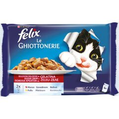 Felix Siğir Etli ve Tavuklu Kedi Yaş Mamasi 4x100 Gr