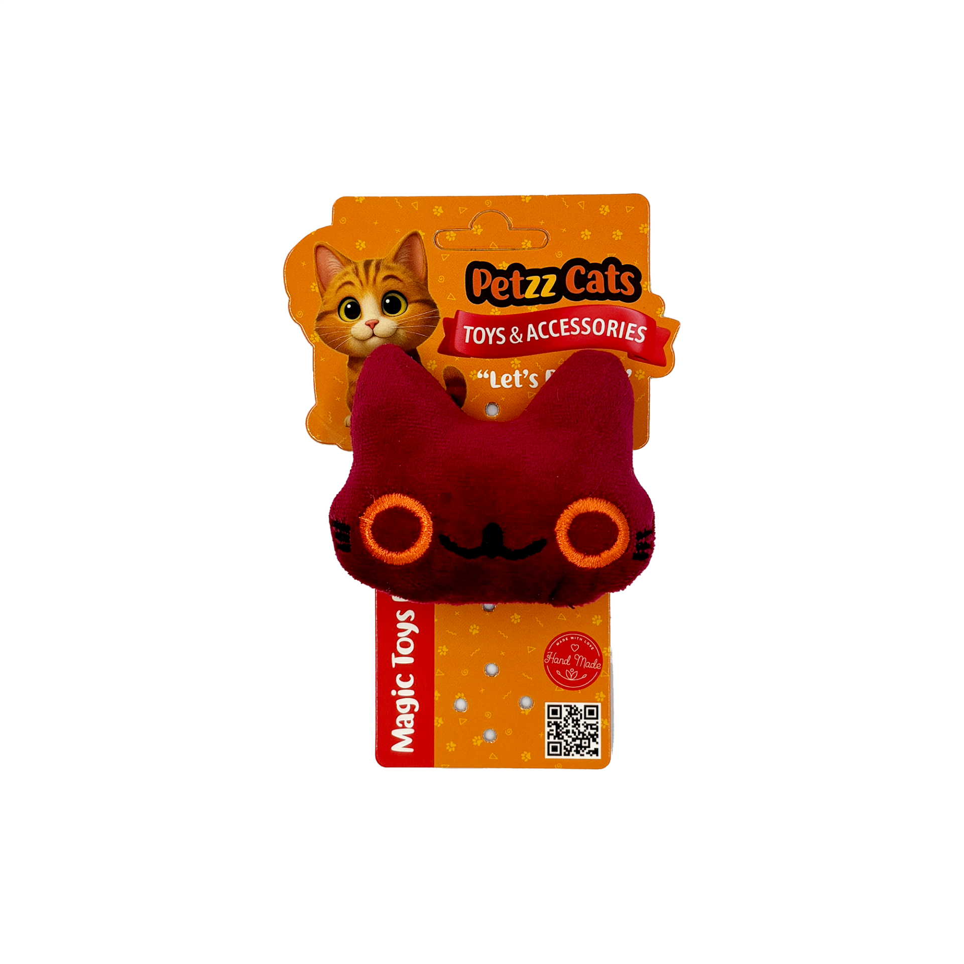 PetzzCats Caty Matatabi ve Çıngırak Sesli Peluş Kedi Oyuncağı Bordo 8x8 Cm