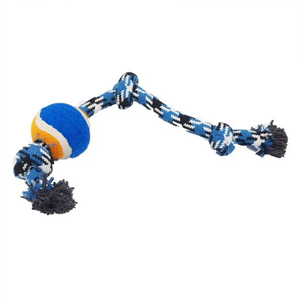 Euro Dog Tenis Toplu Üç Düğüm Köpek Oyuncağı Mavi 44 Cm
