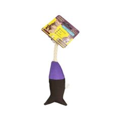 Pet Comfort İpli Balık Su Geçirmez Kedi Oyuncağı Kahverengi/Mor 6x24 Cm