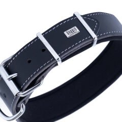 Doggie Dayanıklı Deri Köpek Boyun Tasması Medium Siyah 4x52-60 Cm