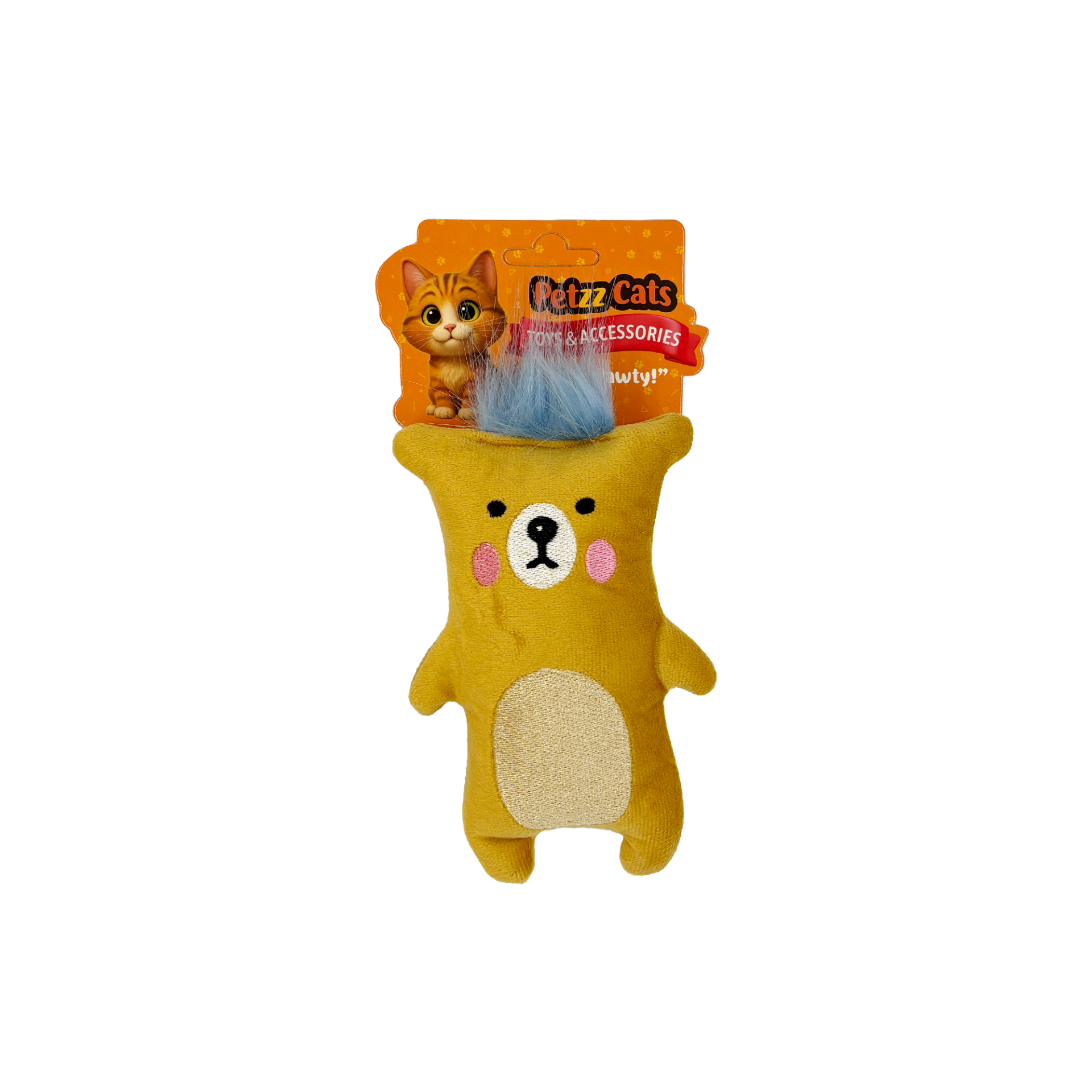 PetzzCats Bear Matatabi ve Çıngırak Sesli Peluş Kedi Oyuncağı Sarı 16x10 Cm