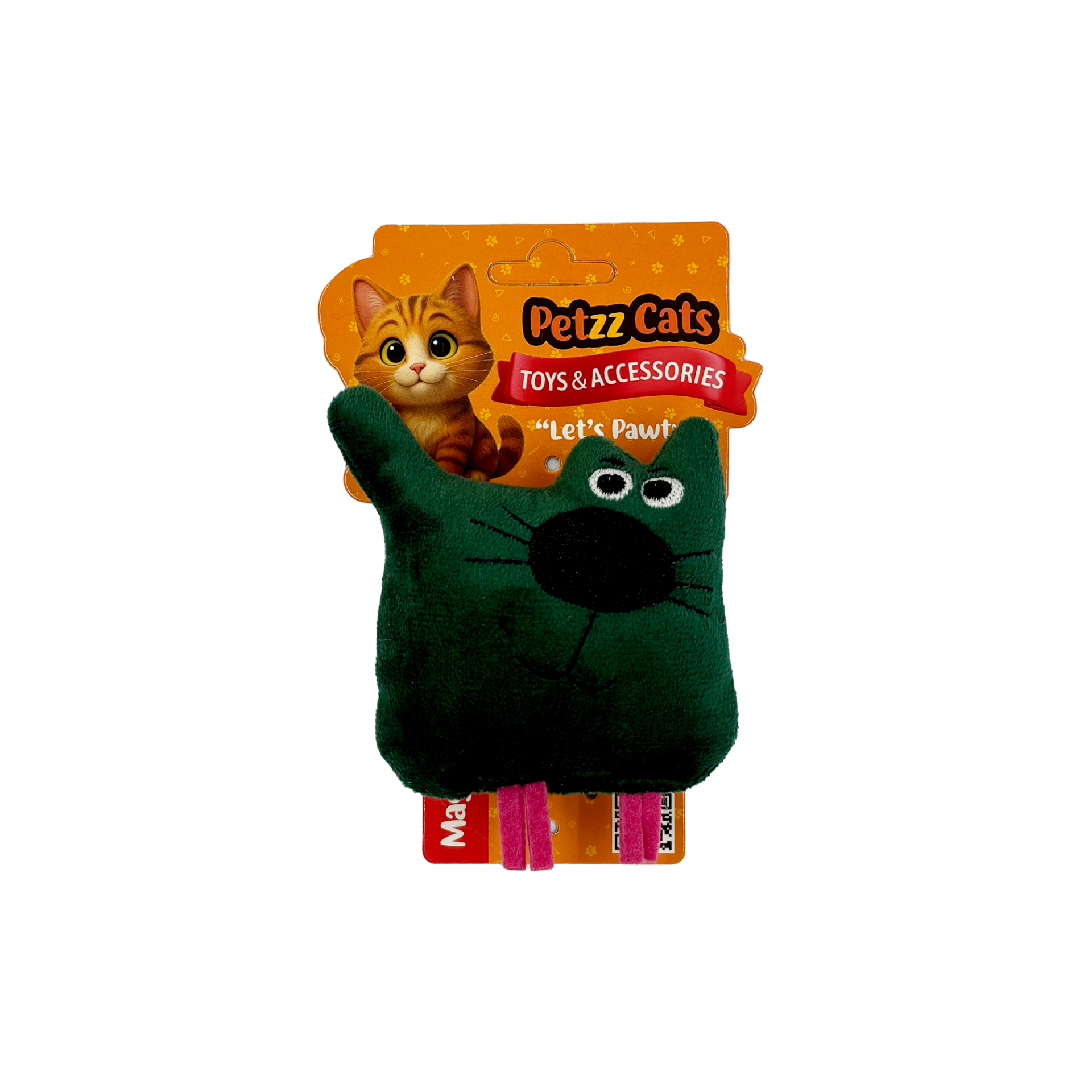 PetzzCats Kedy Matatabi ve Çıngırak Sesli Peluş Kedi Oyuncağı Yeşil 10x7 Cm