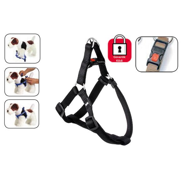 Karlie Kilitli Köpek Göğüs Tasması Medium Siyah 40-70 Cm