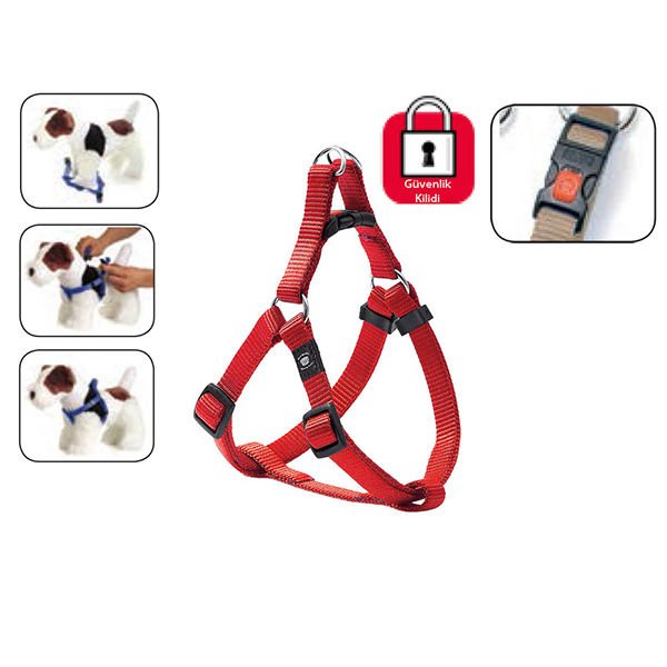 Karlie Kilitli Köpek Göğüs Tasması Medium Kırmızı 40-70 Cm
