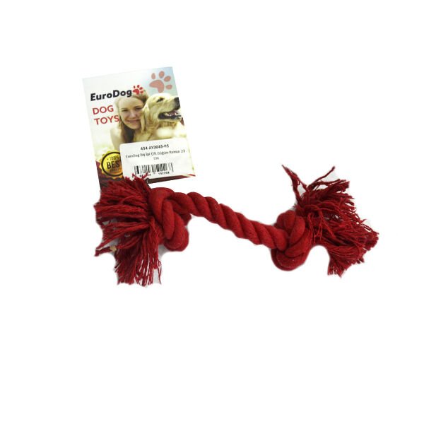 Euro Dog Kırmızı Çift Düğüm Diş İpi Köpek Oyuncağı 23 Cm