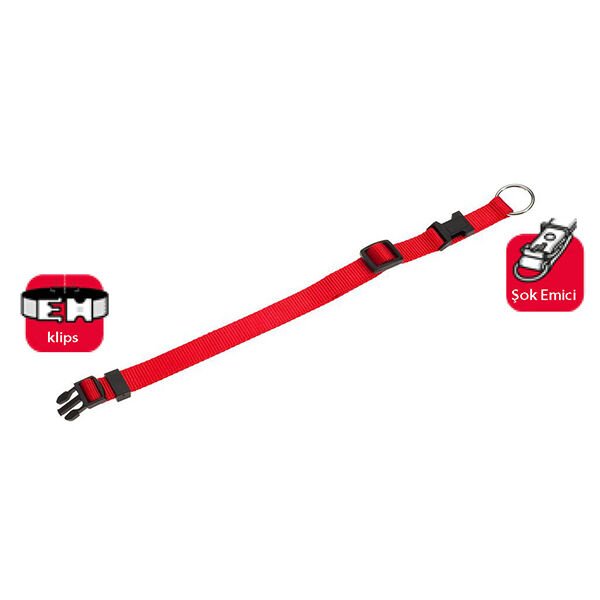 Karlie Basic Klipsli Köpek Boyun Tasması Medium Kırmızı 30-45 Cm