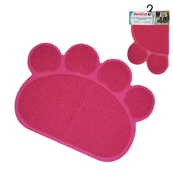 Euro Cat Pati Desenli Kedi Tuvalet Paspası Pembe 60x45 Cm