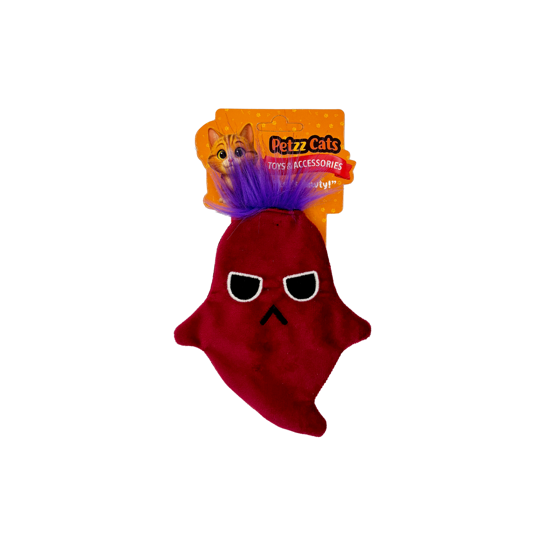 PetzzCats Ghost Matatabi ve Çıngırak Sesli Peluş Kedi Oyuncağı Bordo 16x12 Cm